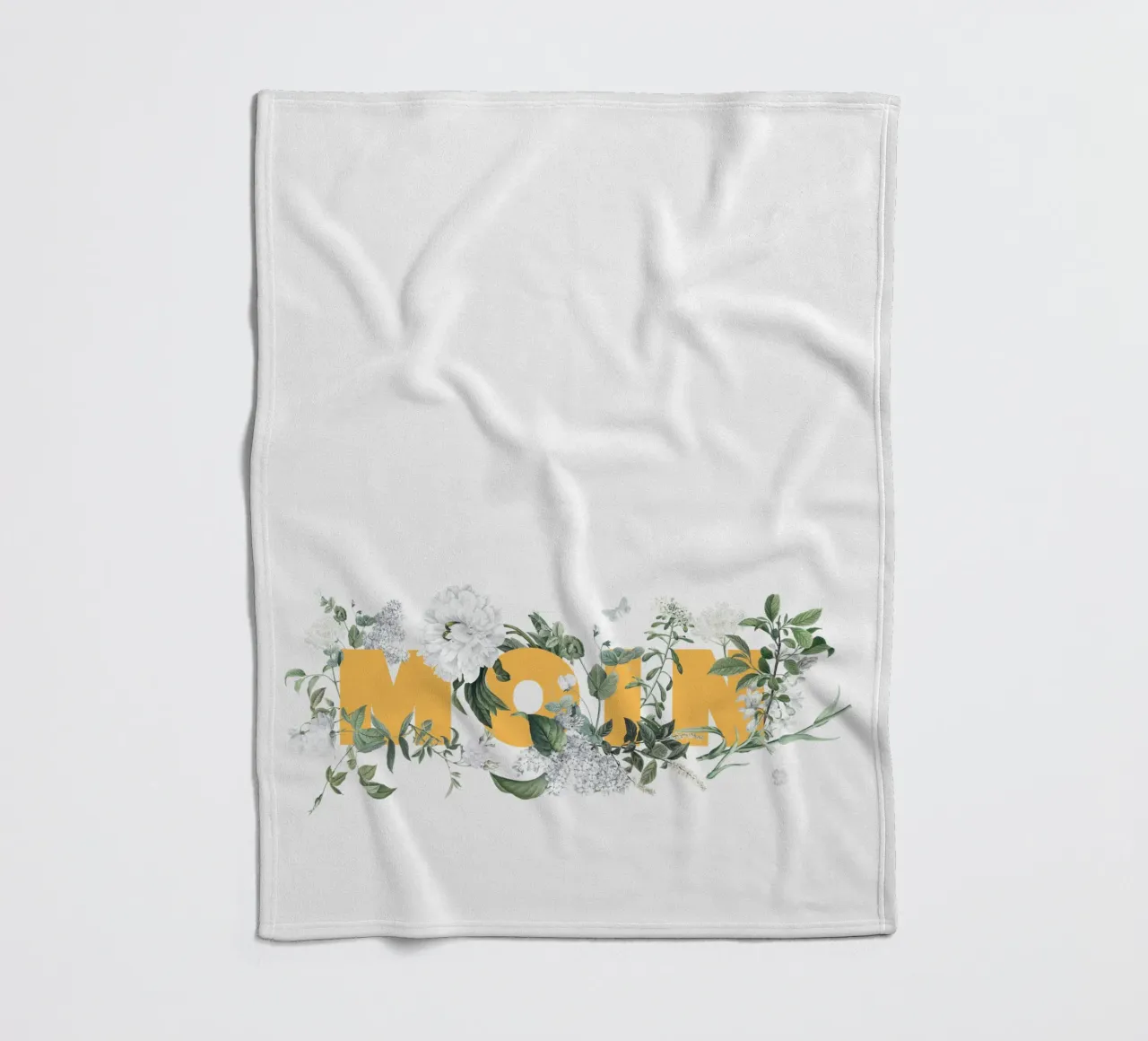 Fiori e insetti Moin Giallo Bianco coperta in pile da Studio Frances M