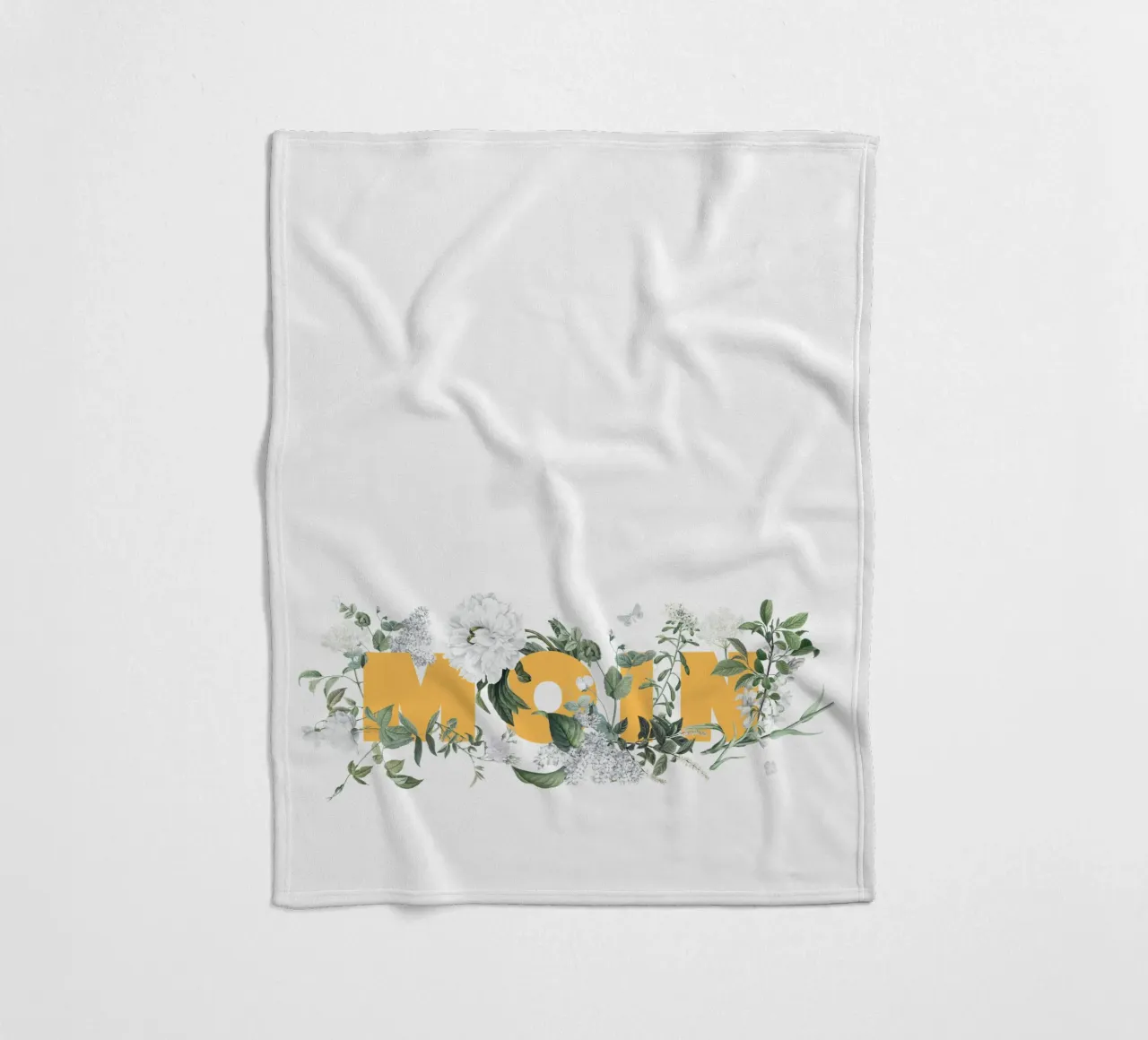 Fiori e insetti Moin Giallo Bianco coperta in pile da Studio Frances M