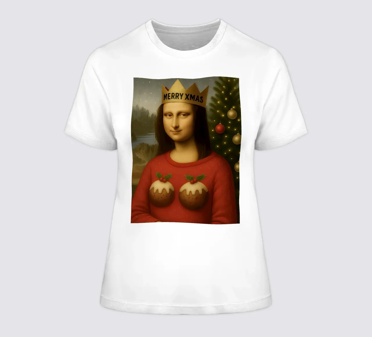 MONA LISA IN PULLOVER NATALIZIO t-shirt da donna da ARTOMATIC
