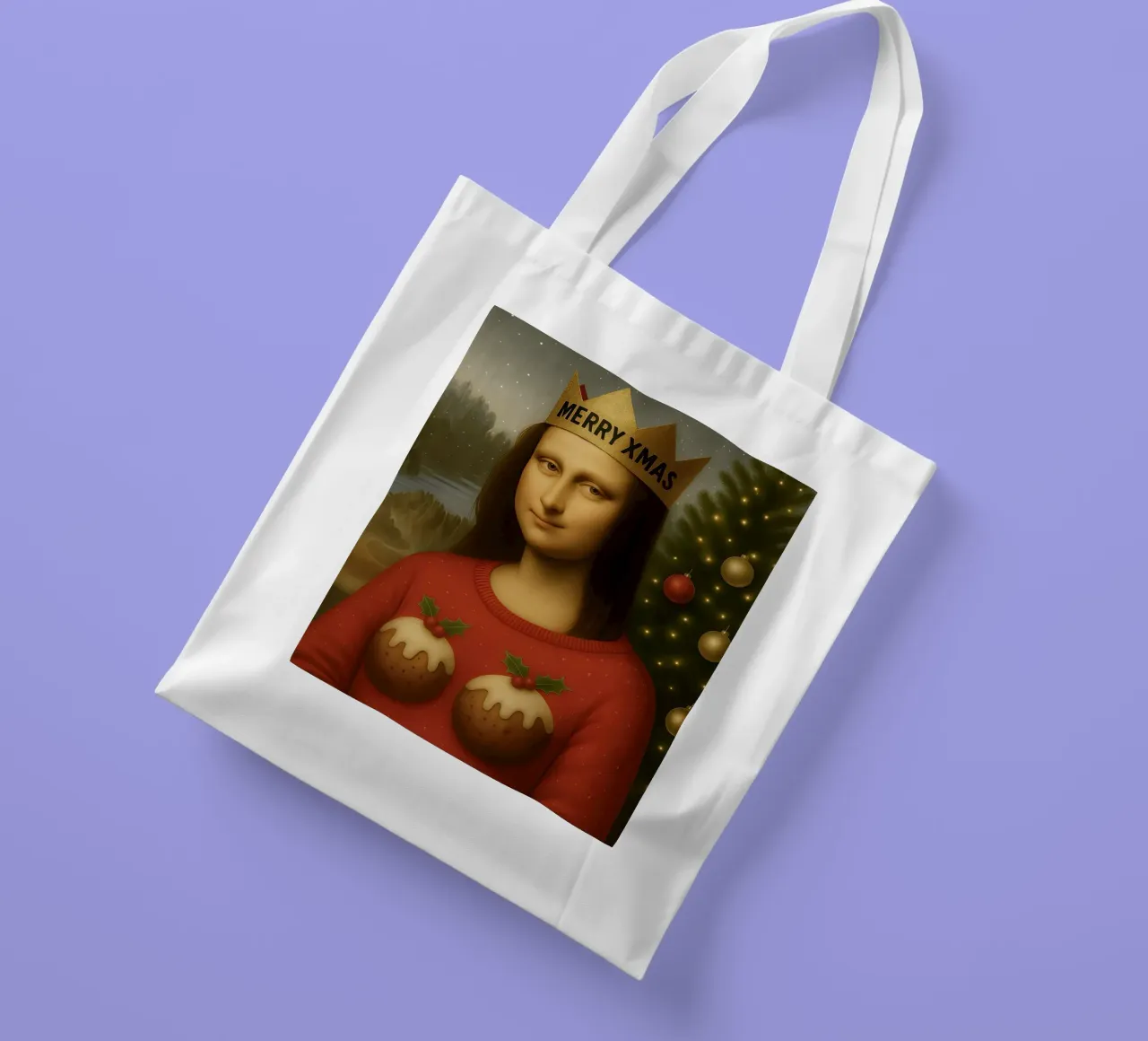 MONA LISA IN PULLOVER NATALIZIO borsa in juta da ARTOMATIC