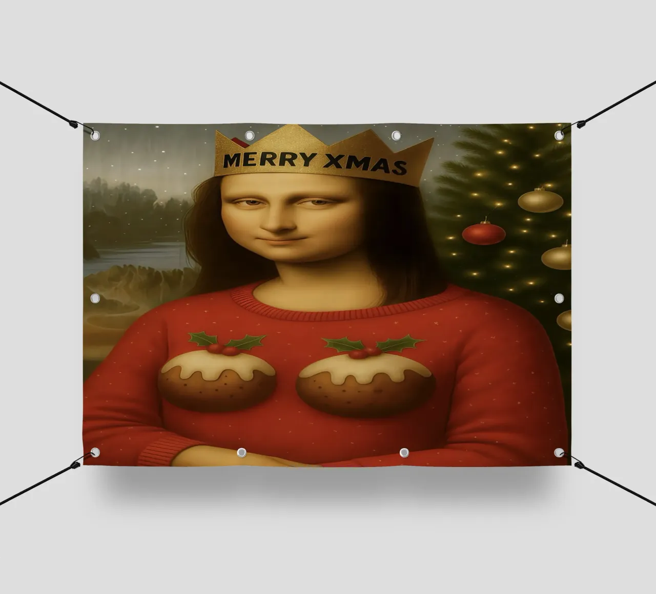MONA LISA IN PULLOVER NATALIZIO telo in pvc da ARTOMATIC