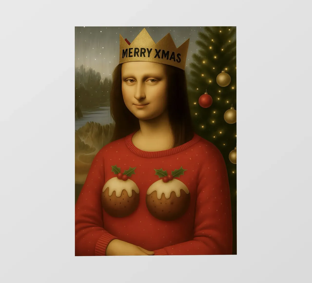 MONA LISA IN PULLOVER NATALIZIO telo in pvc da ARTOMATIC