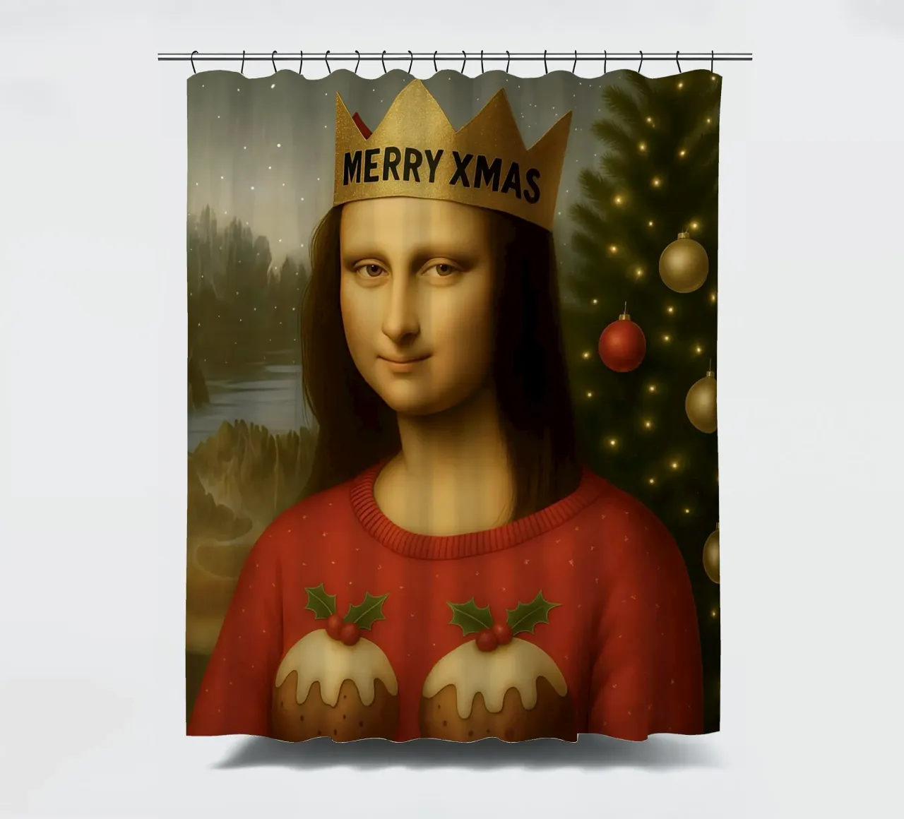 MONA LISA IN PULLOVER NATALIZIO tenda da doccia da ARTOMATIC