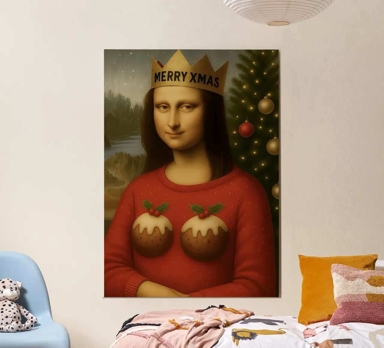MONA LISA IN PULLOVER NATALIZIO alluminio dibond da ARTOMATIC