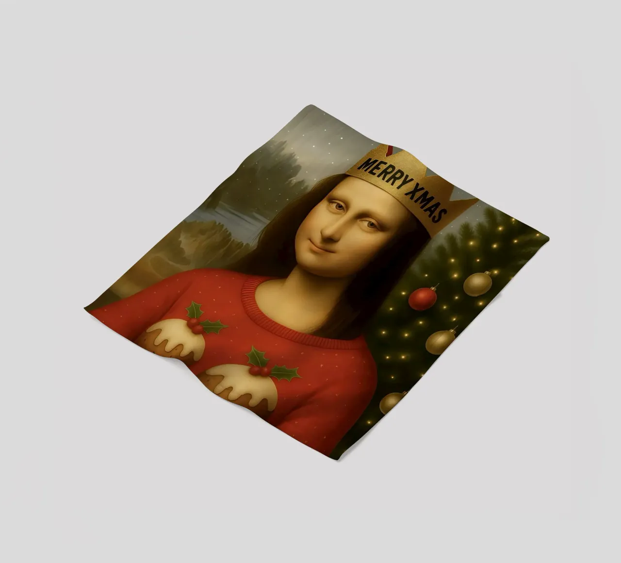 MONA LISA IN PULLOVER NATALIZIO coperta in pile da ARTOMATIC