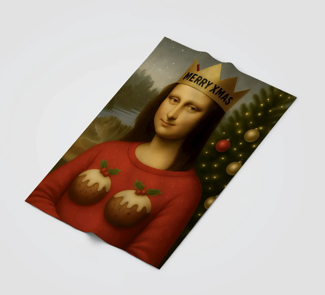 MONA LISA IN PULLOVER NATALIZIO coperta in pile da ARTOMATIC