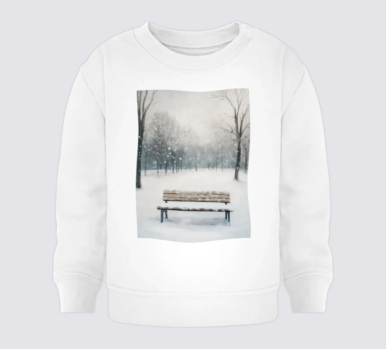 Panchina invernale in un tranquillo turbine di neve felpa neonato da Cozy Vibes