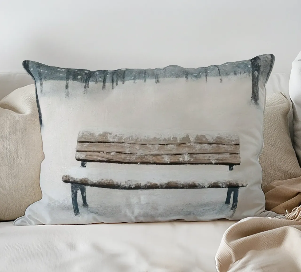 Panchina invernale in un tranquillo turbine di neve cuscino da Cozy Vibes