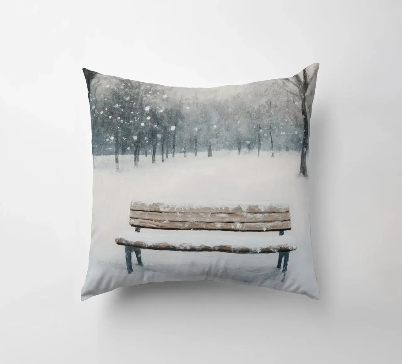 Panchina invernale in un tranquillo turbine di neve cuscino da Cozy Vibes