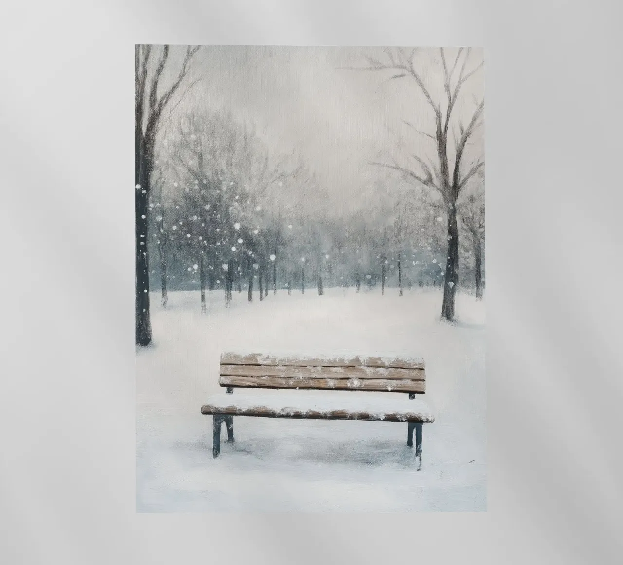 Panchina invernale in un tranquillo turbine di neve pellicola backlit da Cozy Vibes