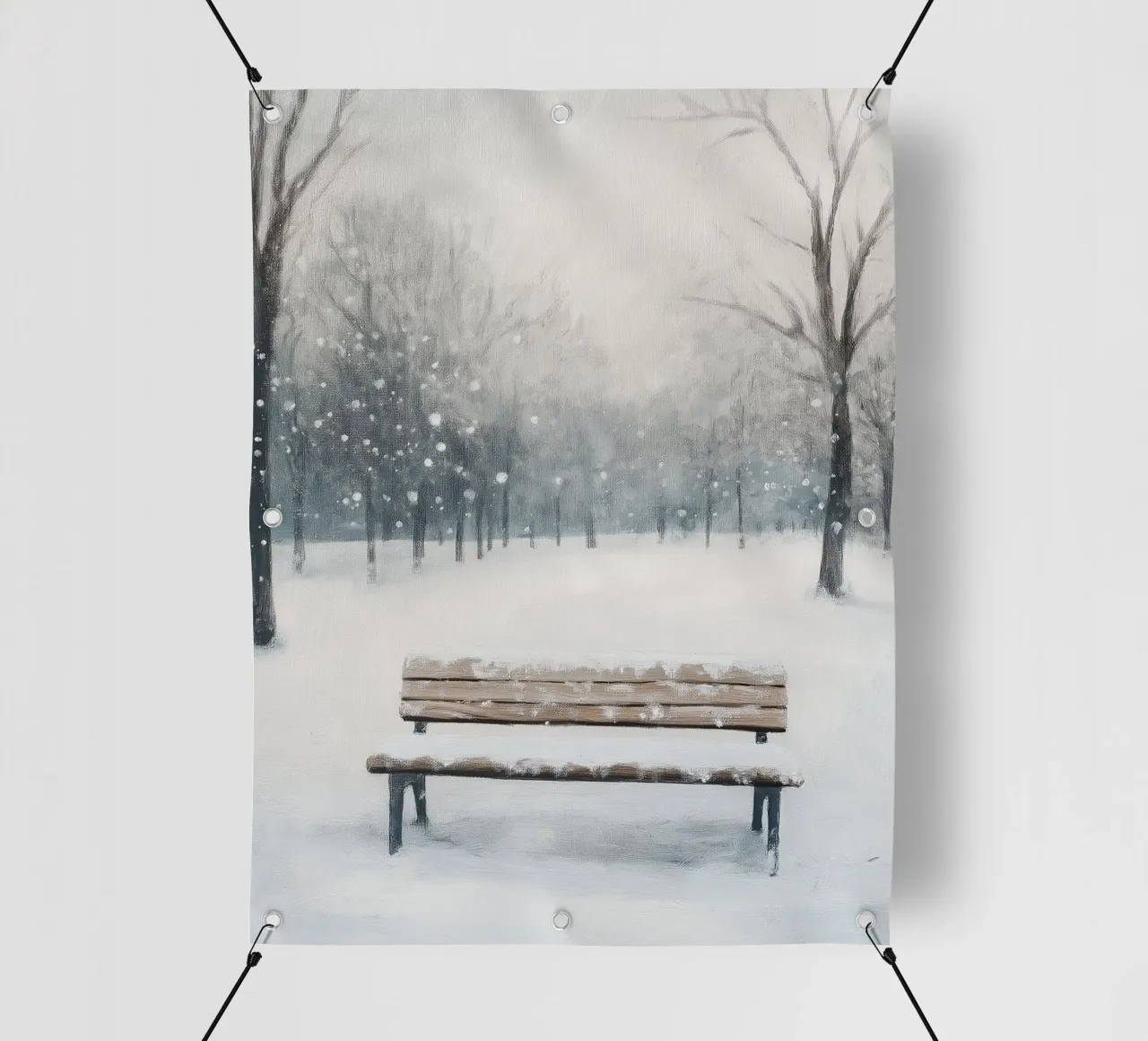 Panchina invernale in un tranquillo turbine di neve telo in pvc da Cozy Vibes