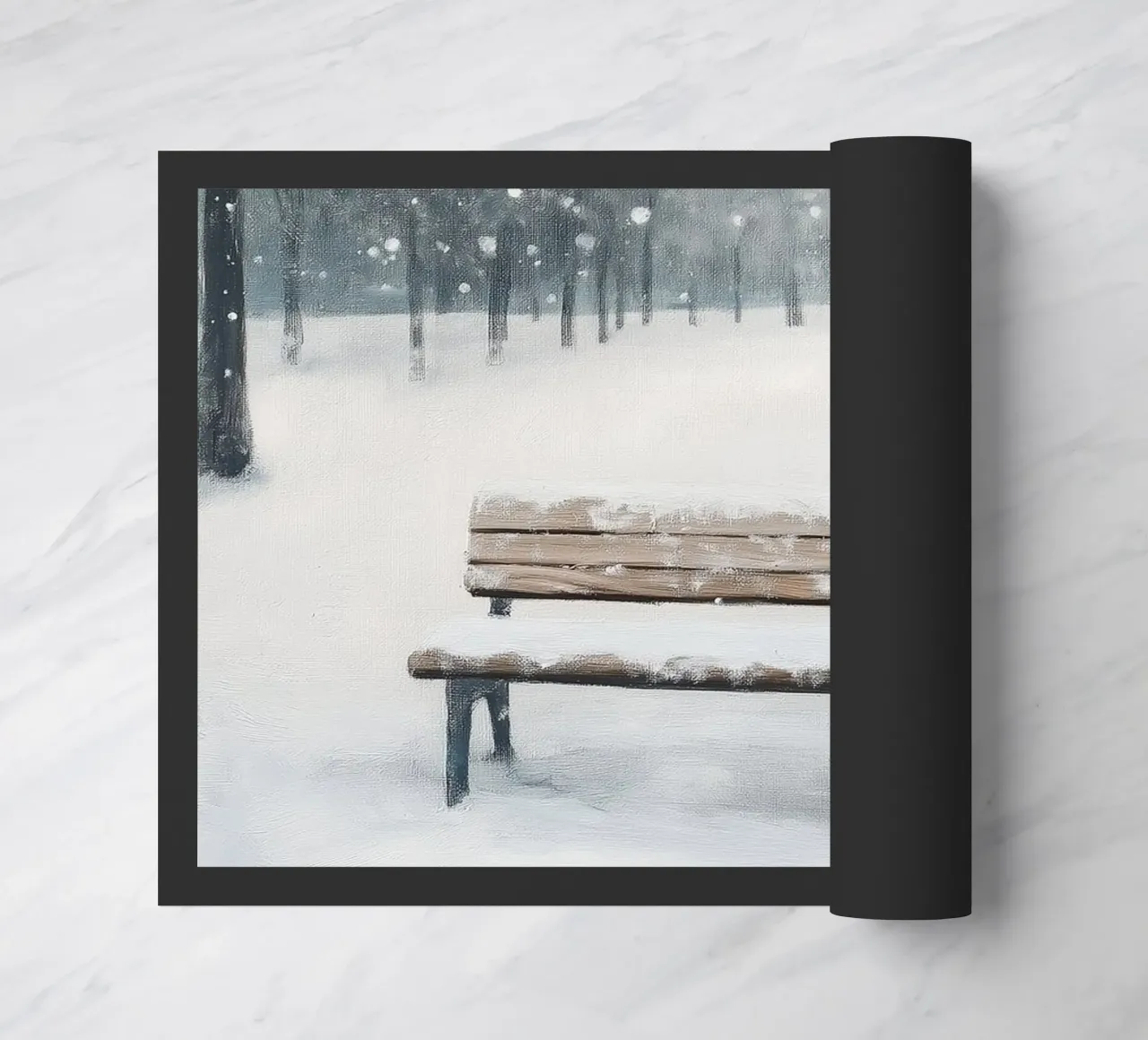 Panchina invernale in un tranquillo turbine di neve zerbino da Cozy Vibes