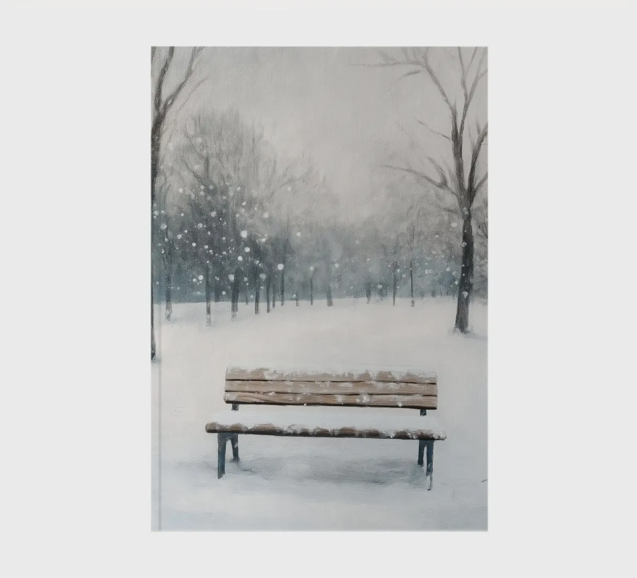 Panchina invernale in un tranquillo turbine di neve diario da Cozy Vibes
