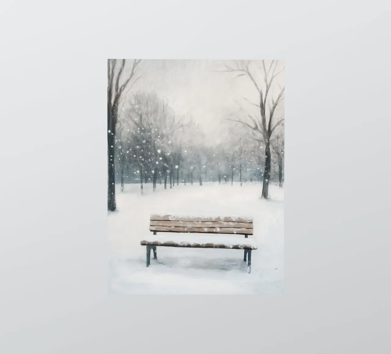 Panchina invernale in un tranquillo turbine di neve adesivo da Cozy Vibes