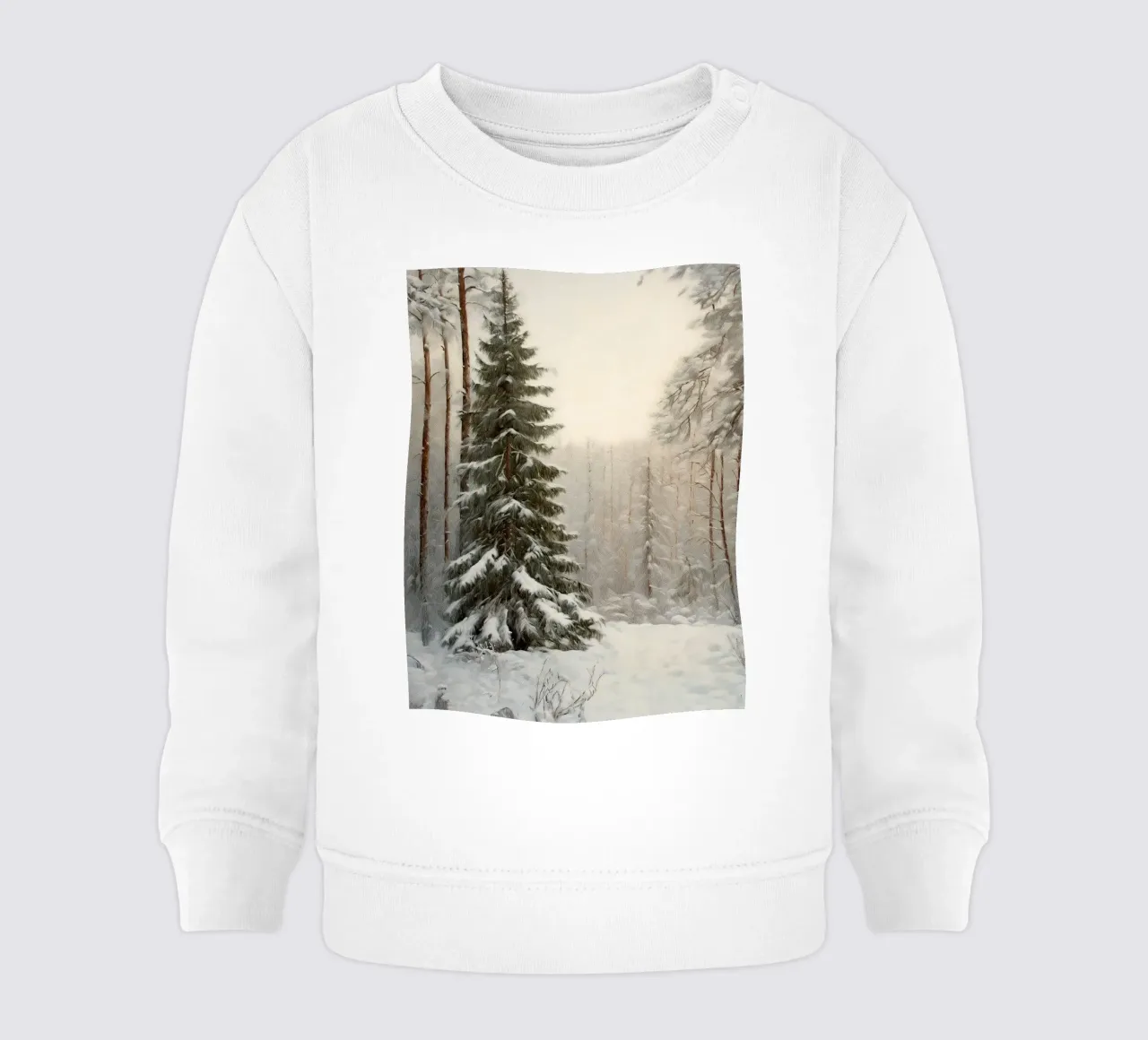 Foresta invernale innevata con abete maestoso felpa neonato da Cozy Vibes