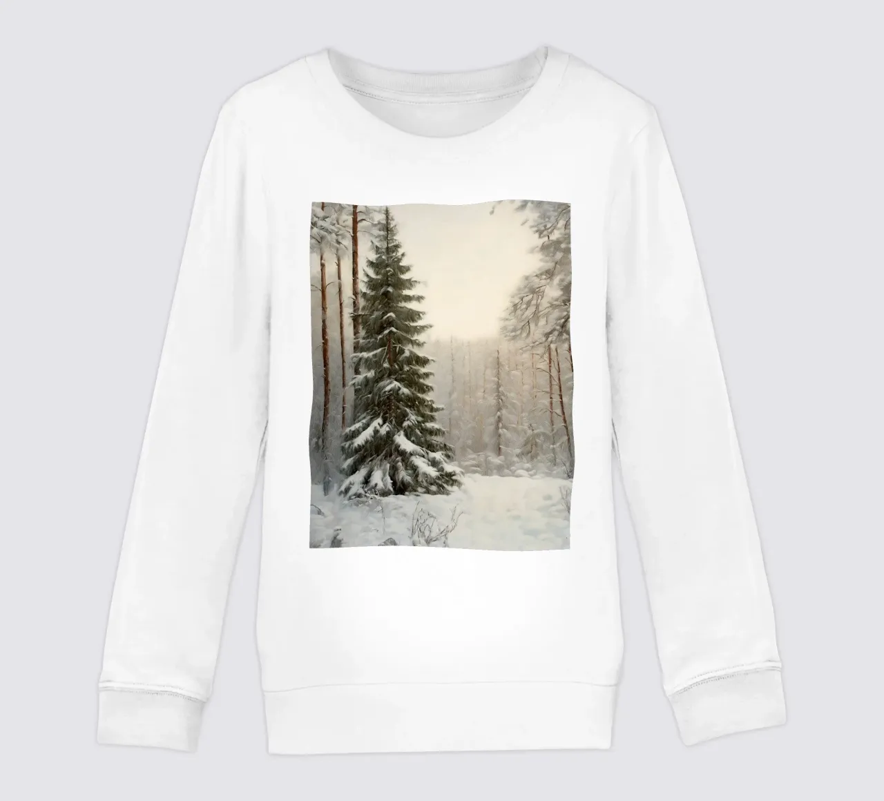 Foresta invernale innevata con abete maestoso felpa bambino da Cozy Vibes