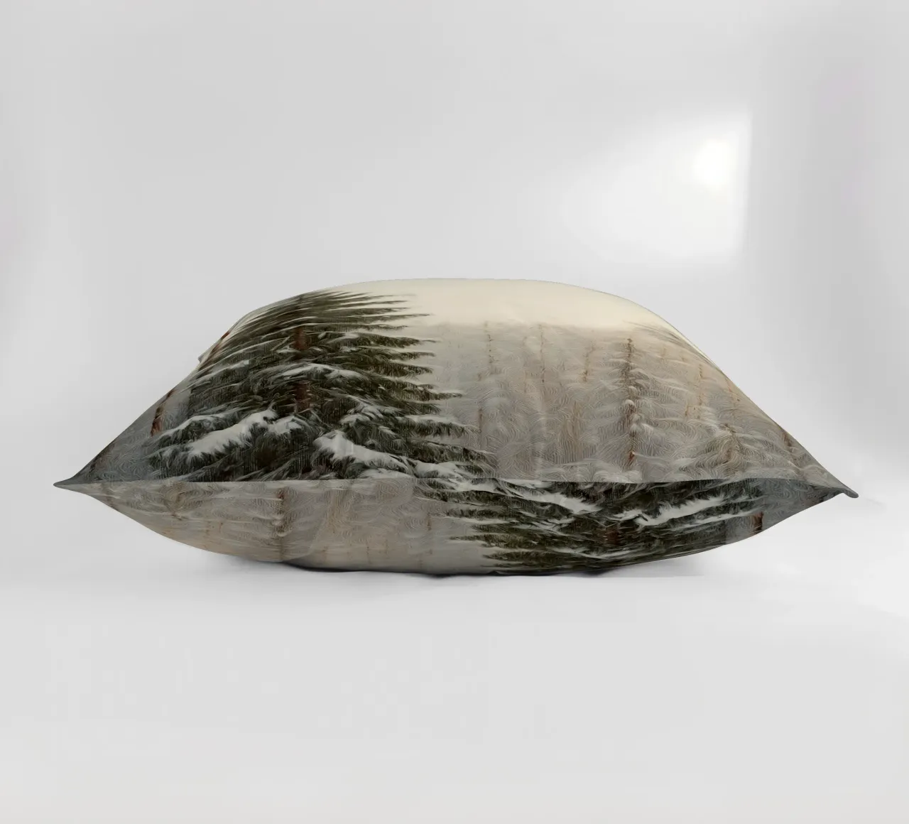 Foresta invernale innevata con abete maestoso cuscino da Cozy Vibes
