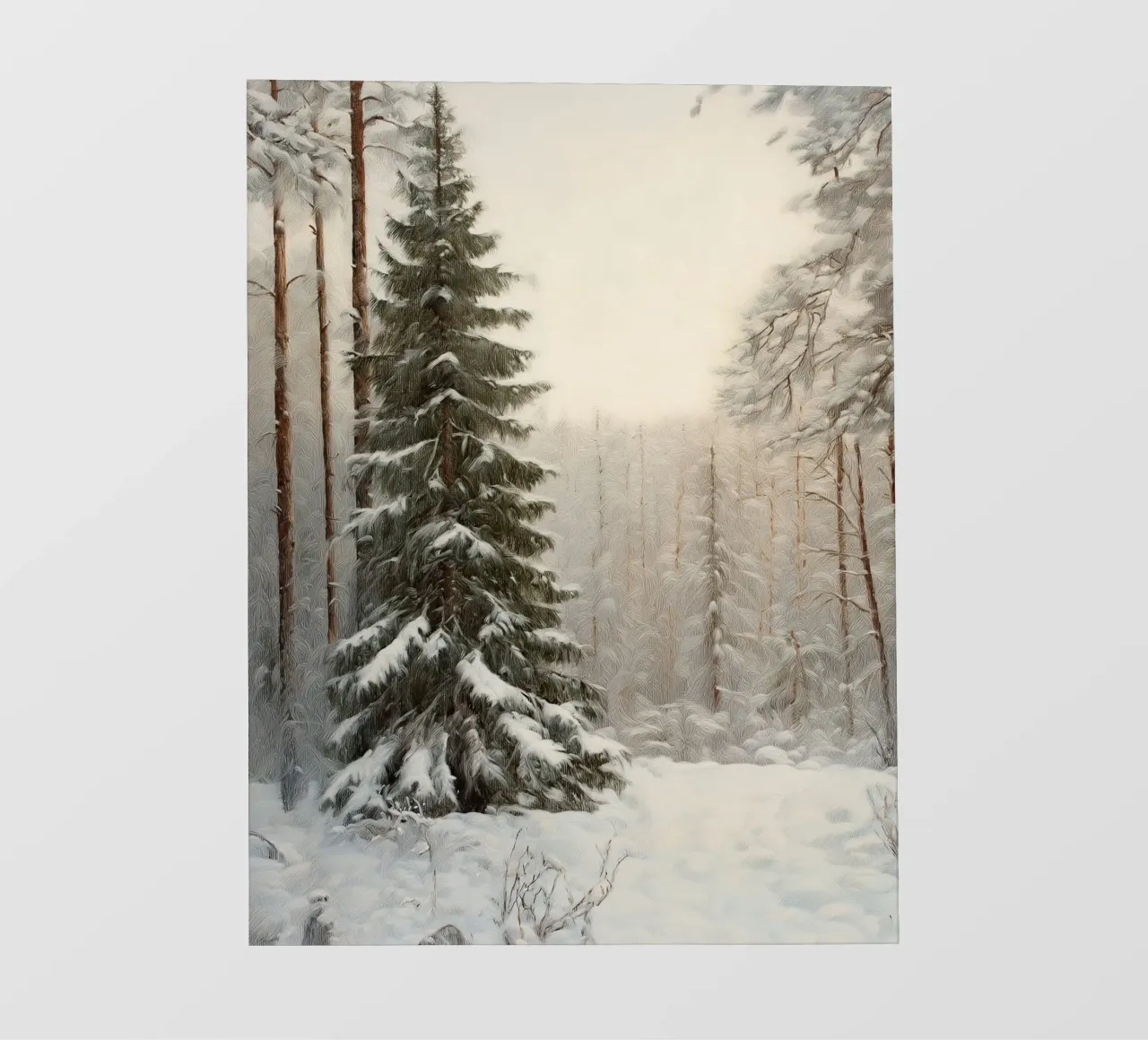 Foresta invernale innevata con abete maestoso telo in pvc da Cozy Vibes
