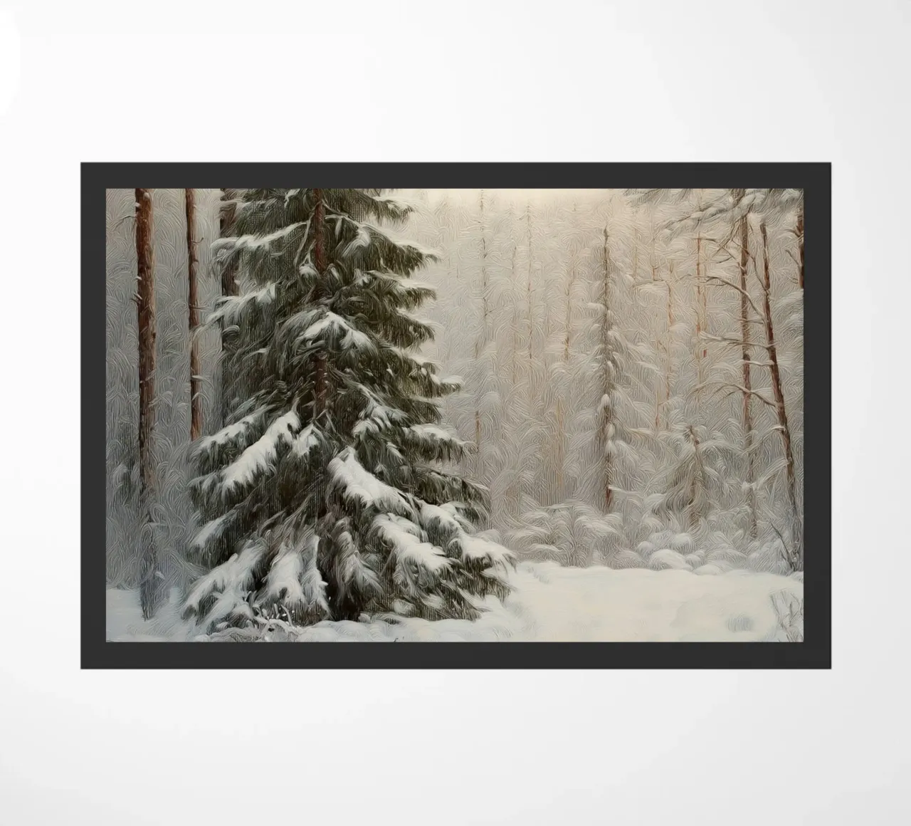 Foresta invernale innevata con abete maestoso zerbino da Cozy Vibes