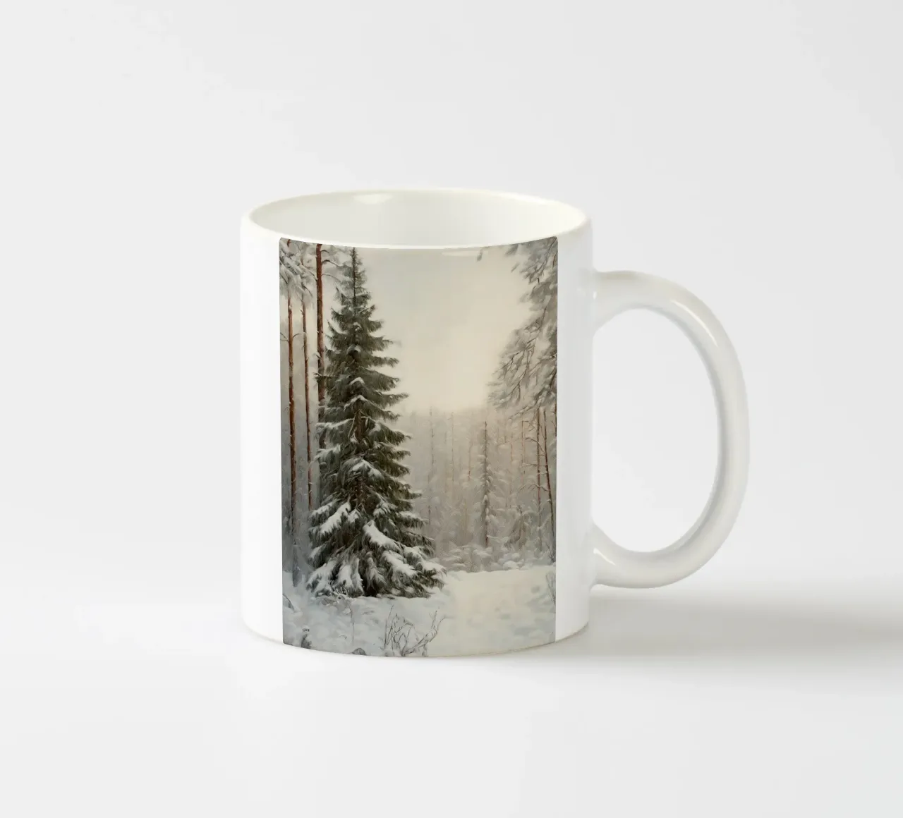 Foresta invernale innevata con abete maestoso tazza in ceramica da Cozy Vibes