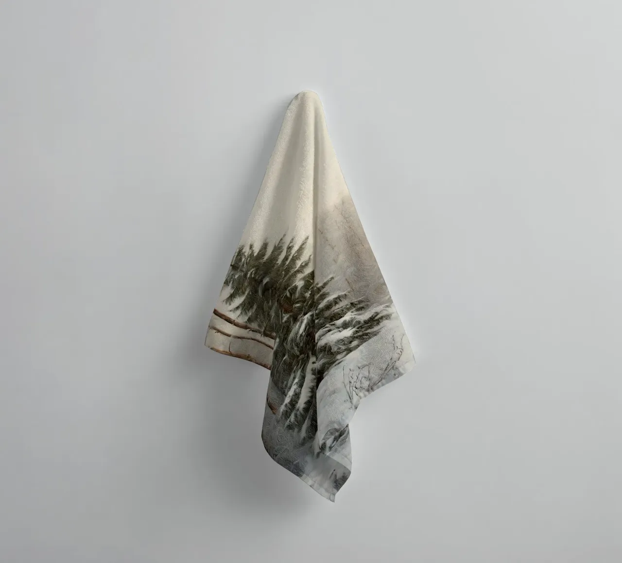 Forêt d'hiver enneigée avec un sapin majestueux serviette de bain de Cozy Vibes