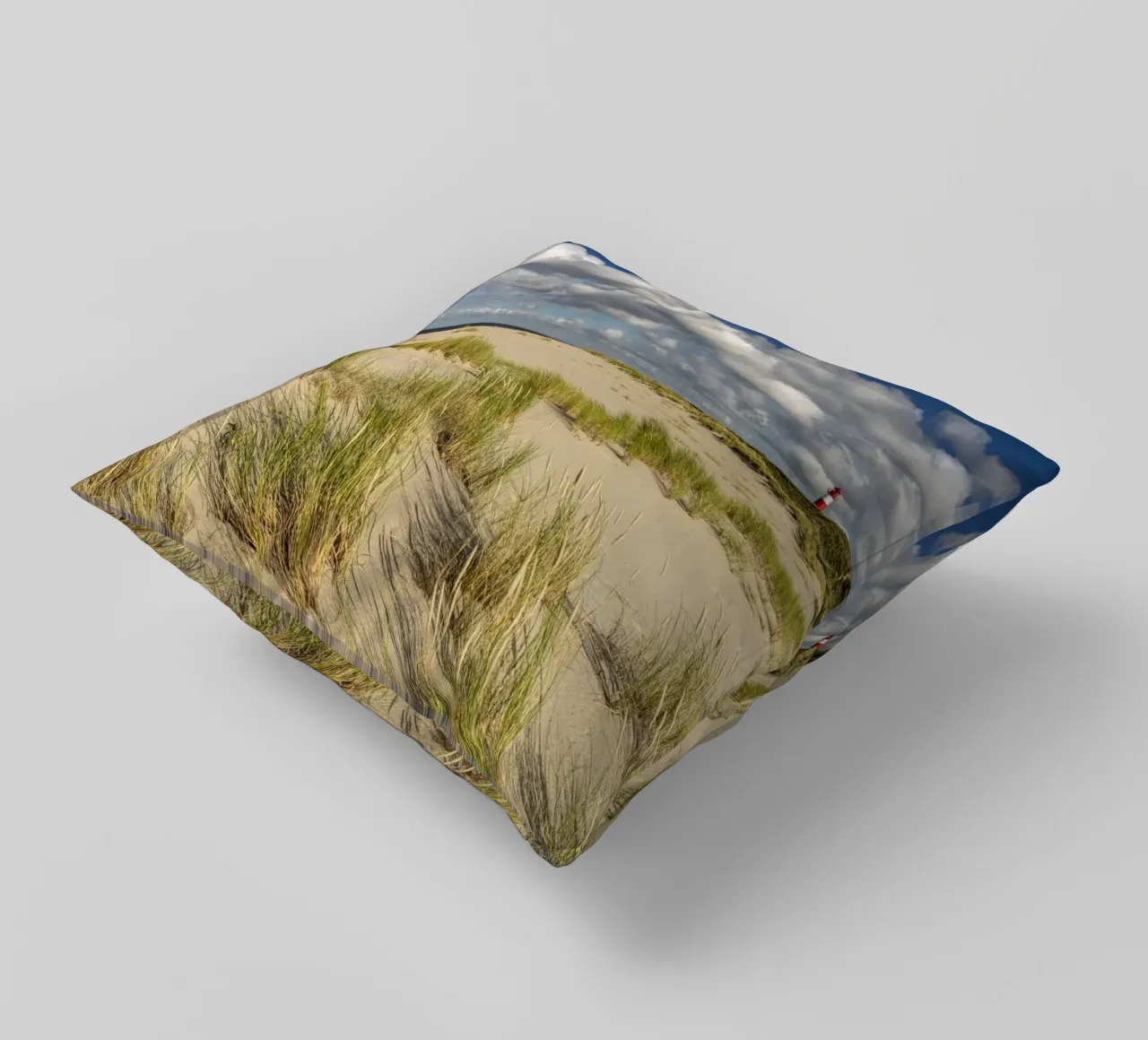 Strand und Leuchtturm List-Ost auf Sylt cuscino da Reisefotografie - Bilder aus aller Welt