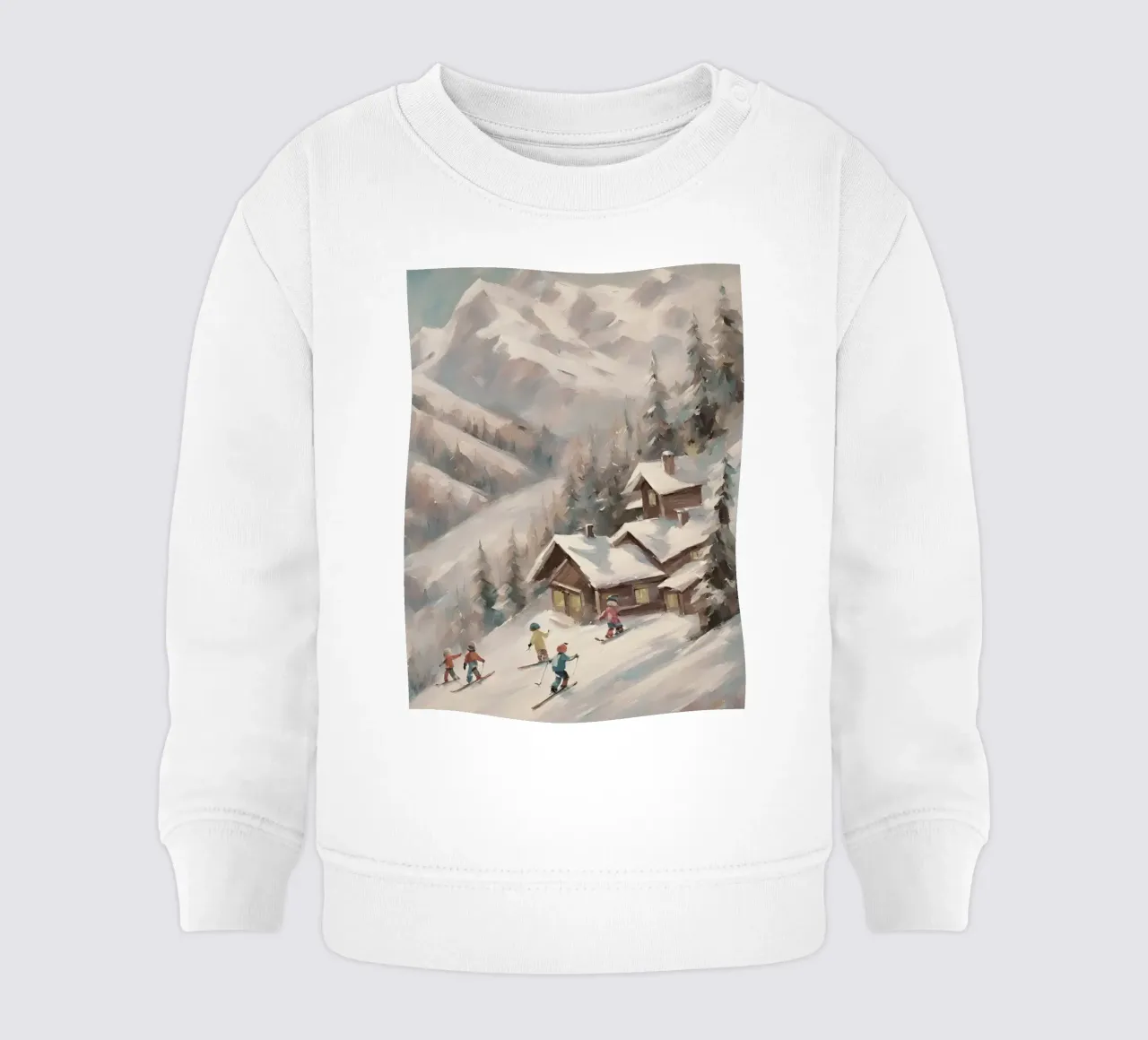 Sciatori invernali davanti a rifugi innevati felpa neonato da Cozy Vibes
