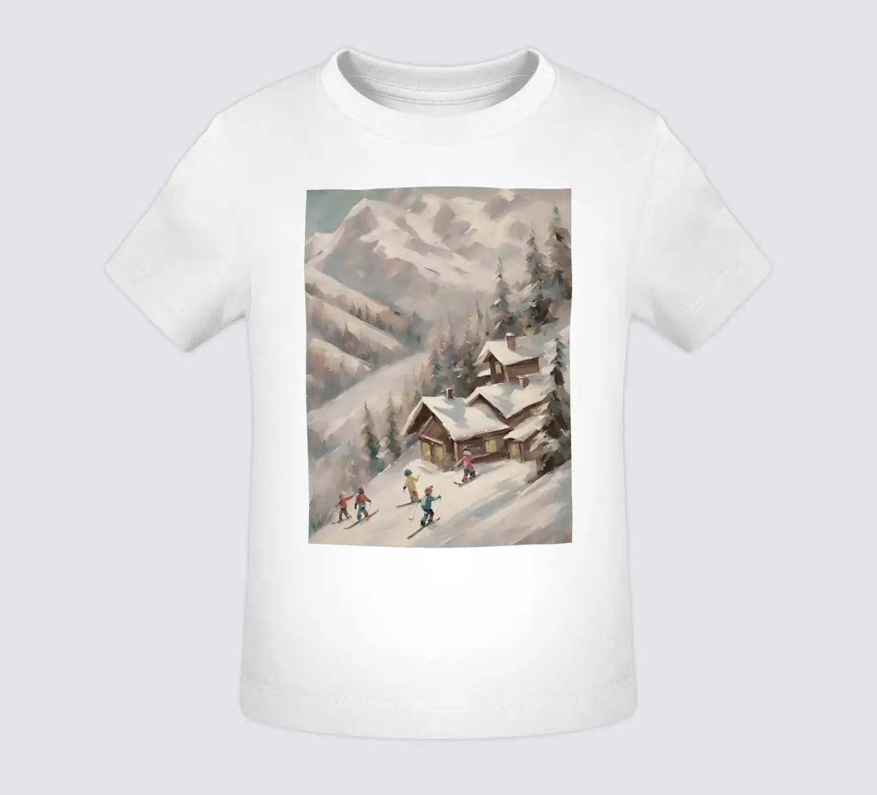 Sciatori invernali davanti a rifugi innevati maglietta neonato da Cozy Vibes