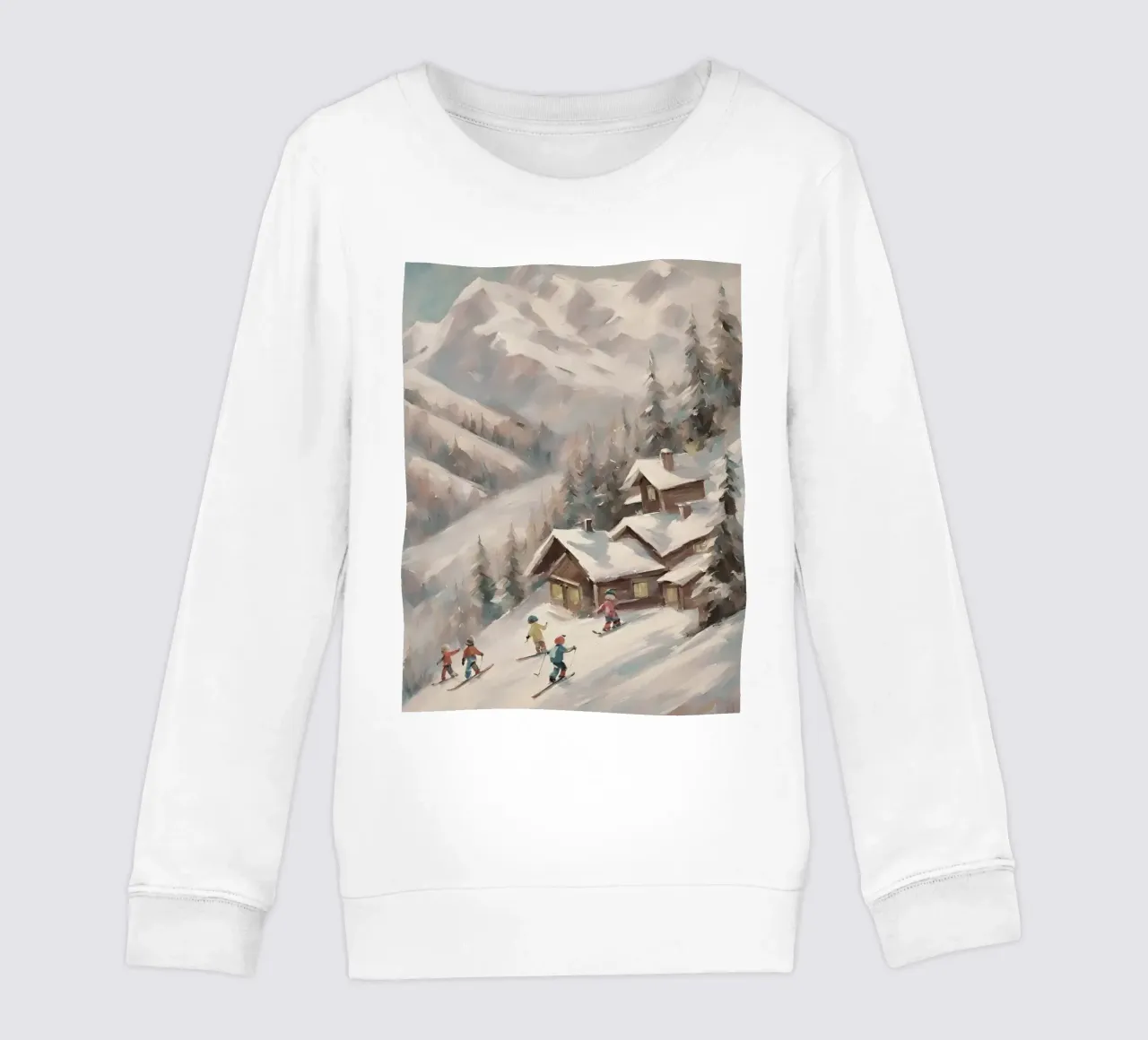 Sciatori invernali davanti a rifugi innevati felpa bambino da Cozy Vibes