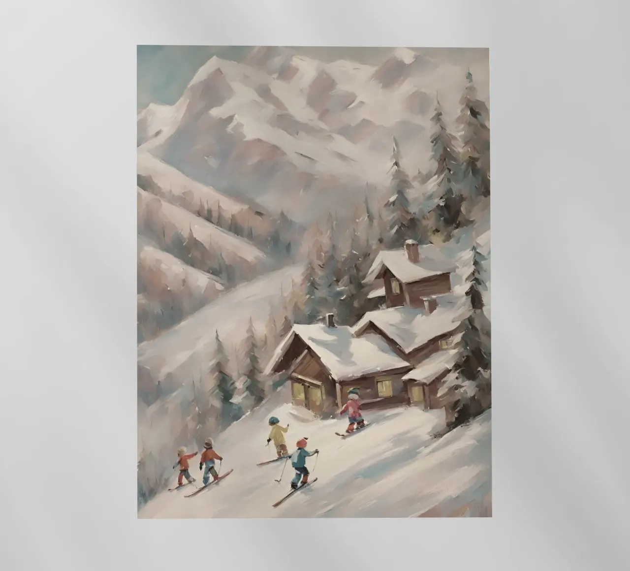 Sciatori invernali davanti a rifugi innevati pellicola backlit da Cozy Vibes