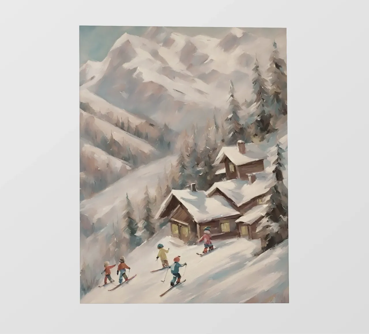 Sciatori invernali davanti a rifugi innevati telo in pvc da Cozy Vibes