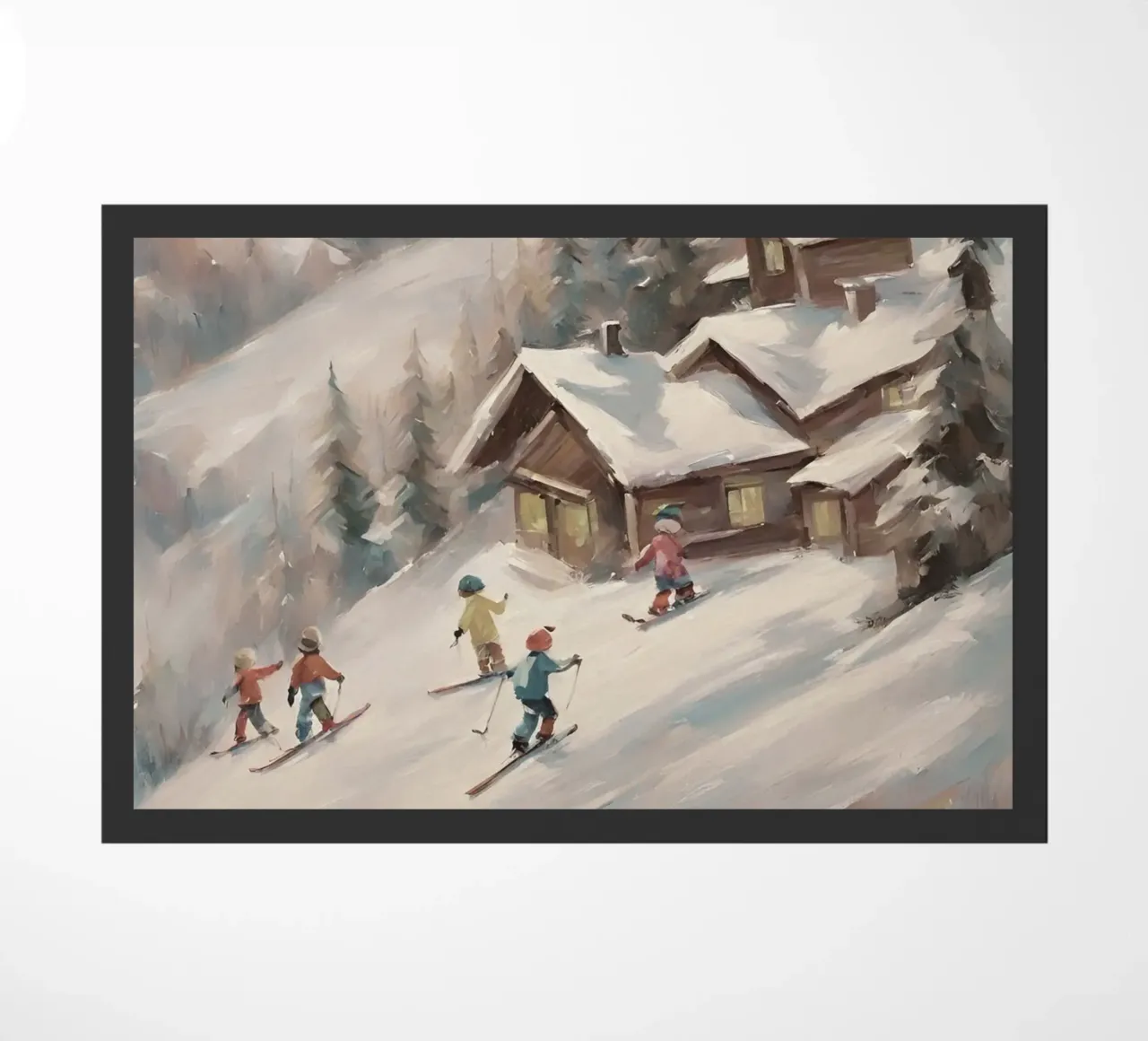 Sciatori invernali davanti a rifugi innevati zerbino da Cozy Vibes