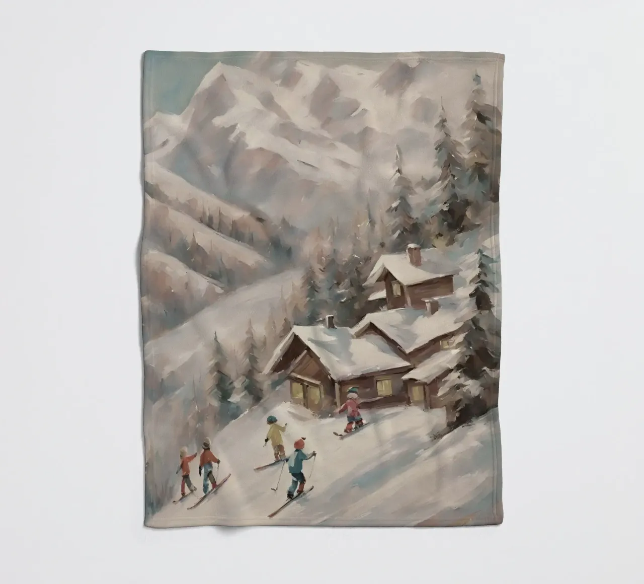 Sciatori invernali davanti a rifugi innevati coperta in pile da Cozy Vibes