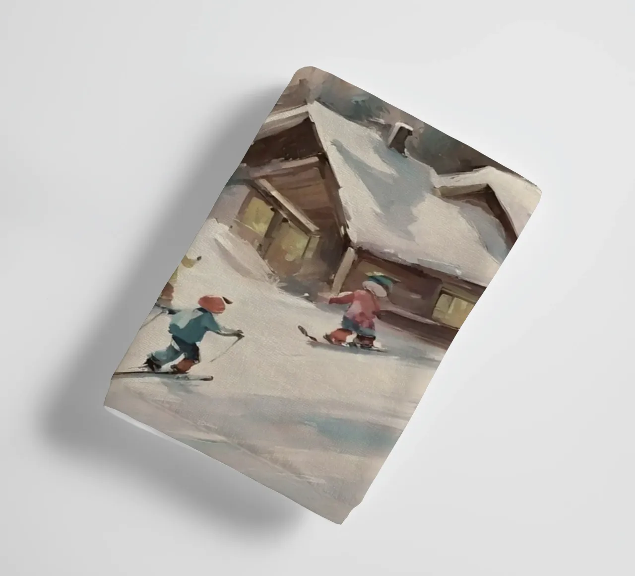 Sciatori invernali davanti a rifugi innevati asciugamano da bagno da Cozy Vibes
