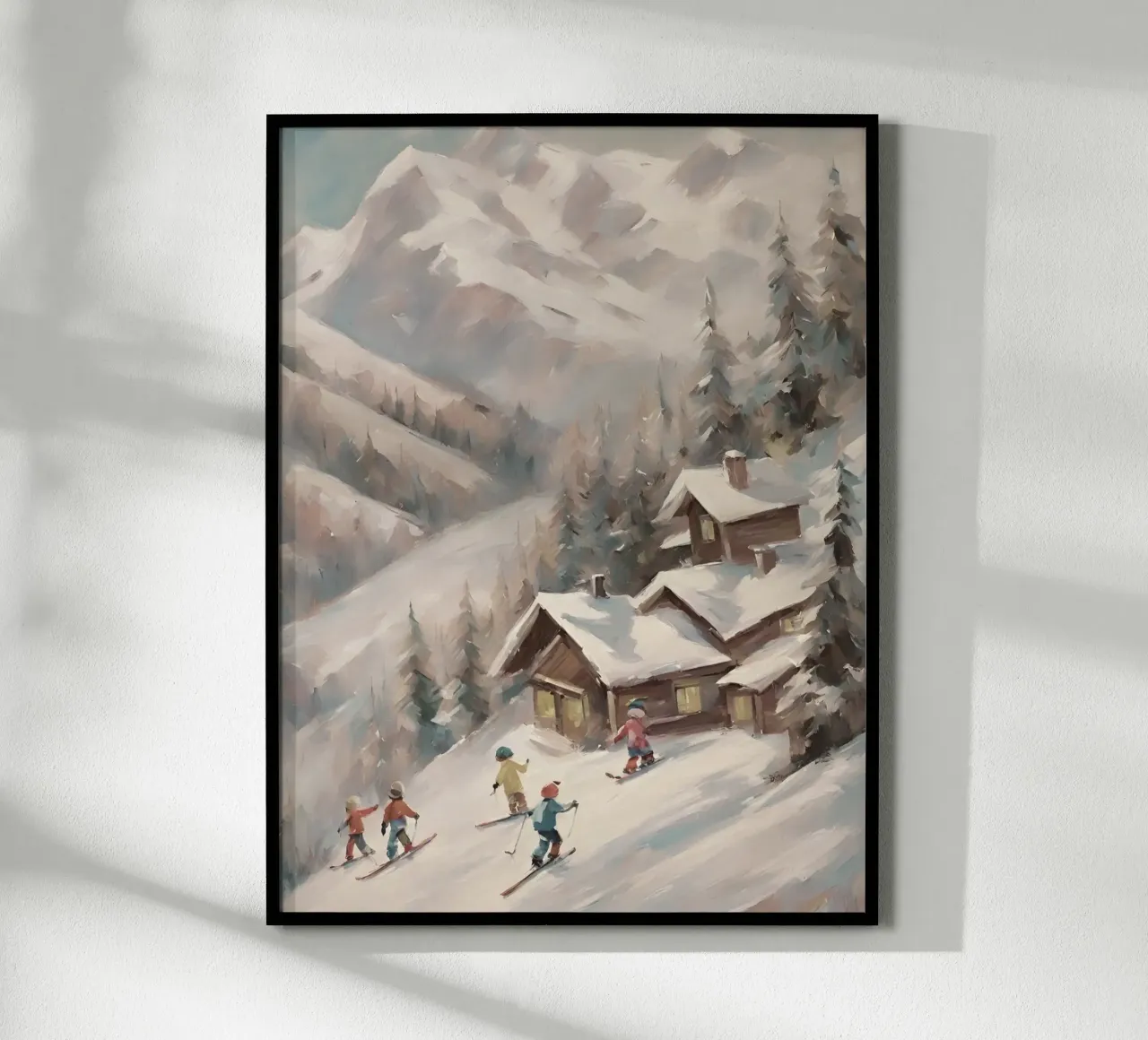 Sciatori invernali davanti a rifugi innevati carta hahnemühle da Cozy Vibes