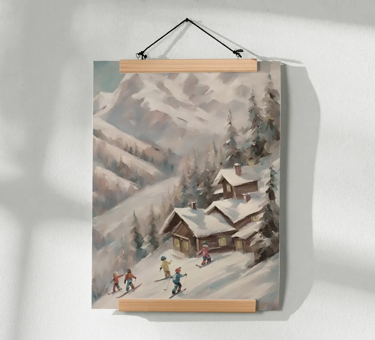 Sciatori invernali davanti a rifugi innevati carta hahnemühle da Cozy Vibes