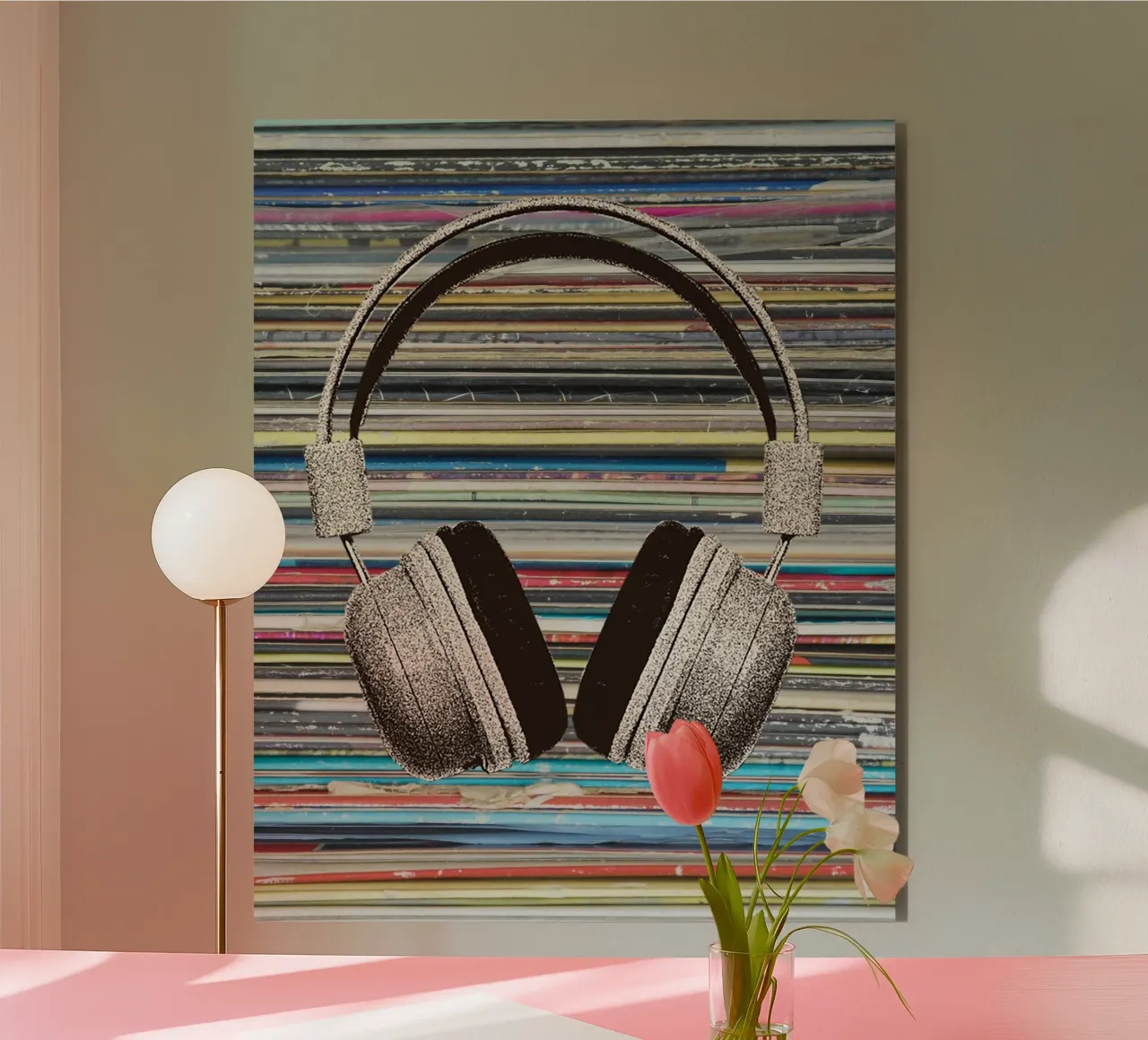 headphone in color gradient alluminio dibond da Creaton