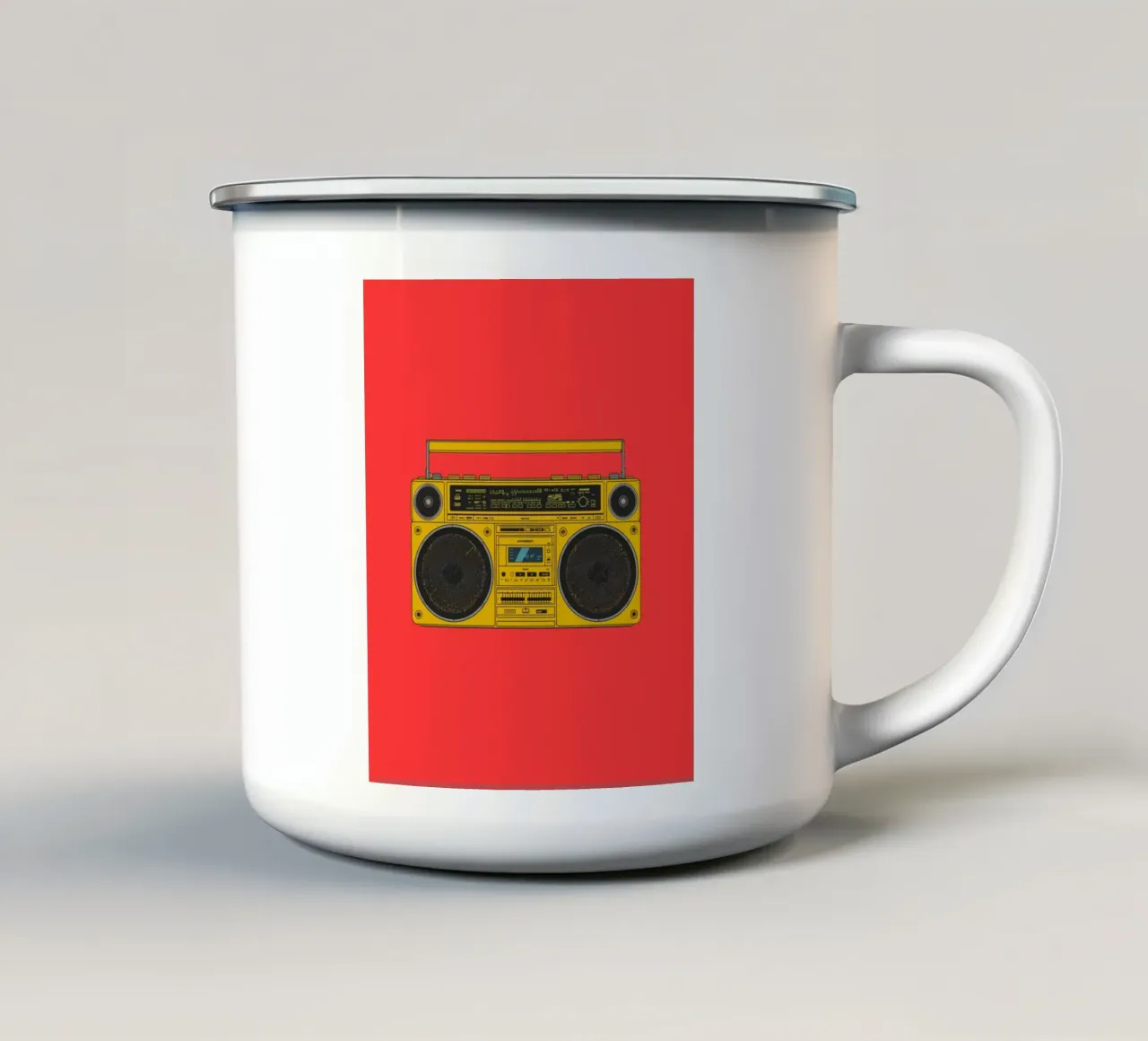 speaker in red shade emaille mok van Creaton