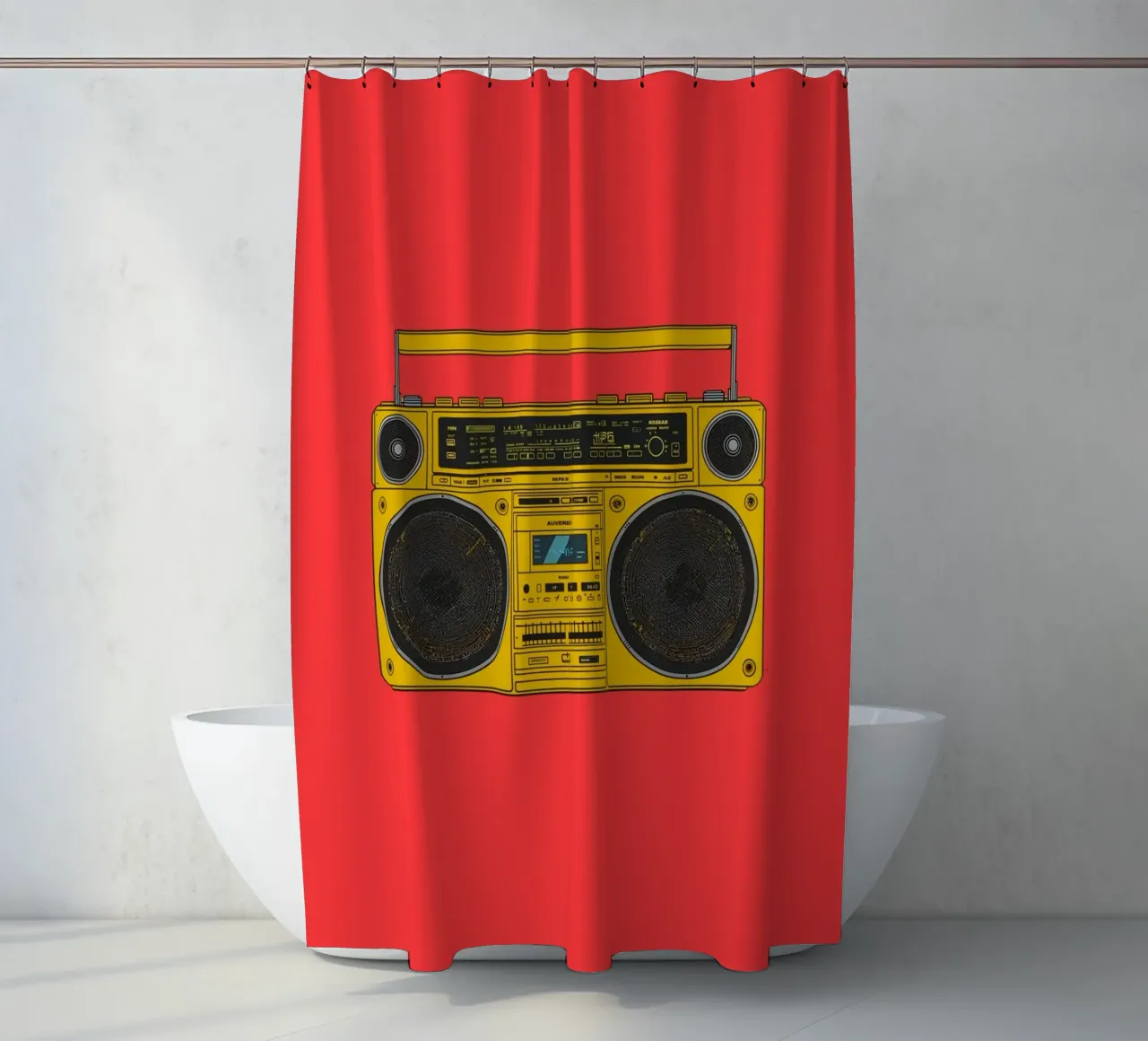 speaker in red shade tenda da doccia da Creaton