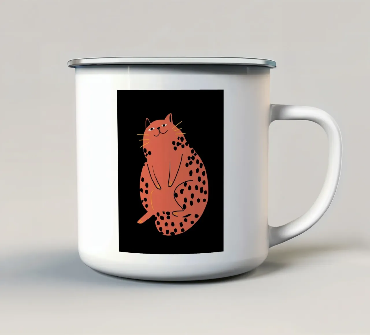 Lazy cat 2 enamel mug by Little Dean