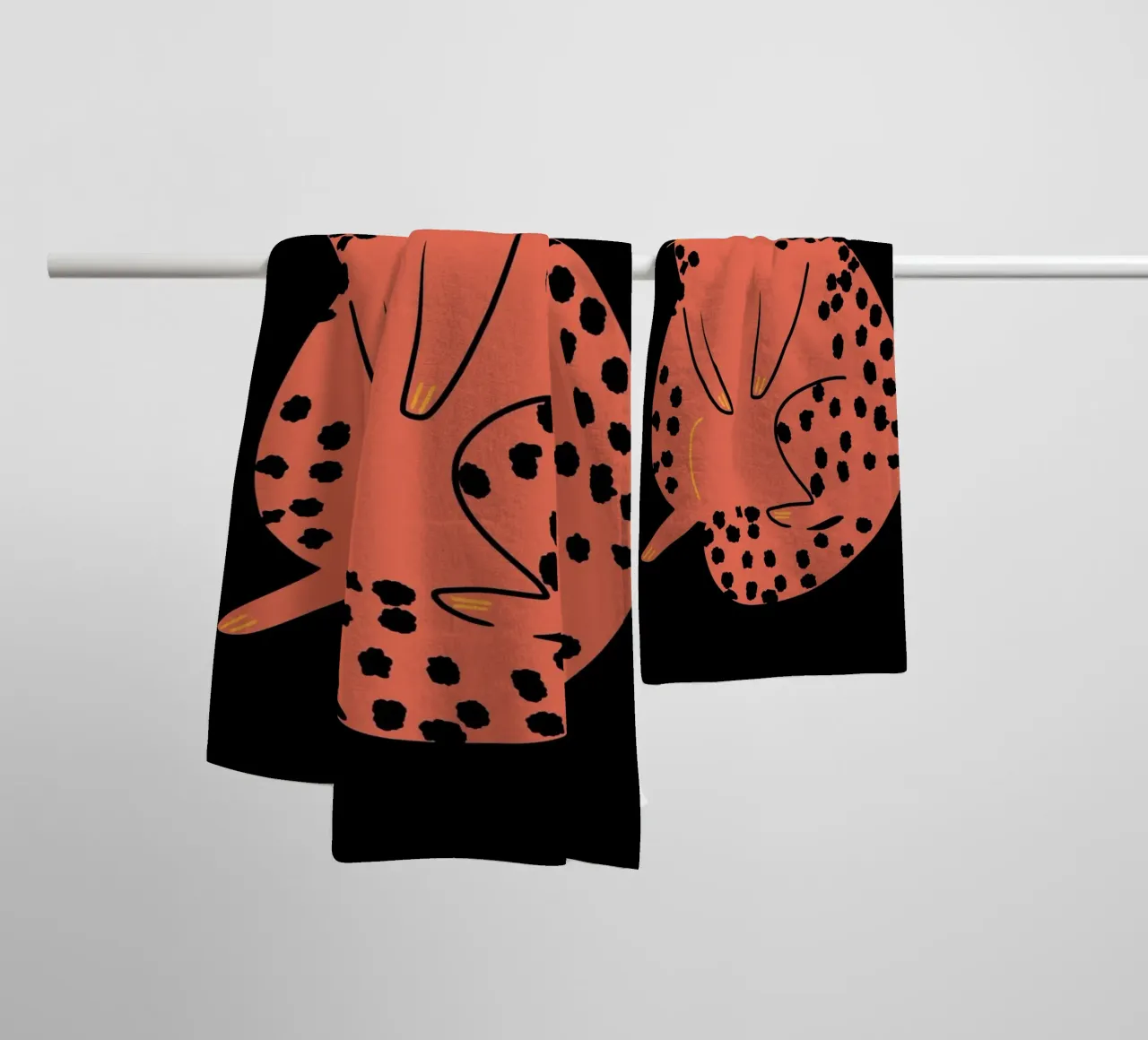 Lazy cat 2 towel by Little Dean