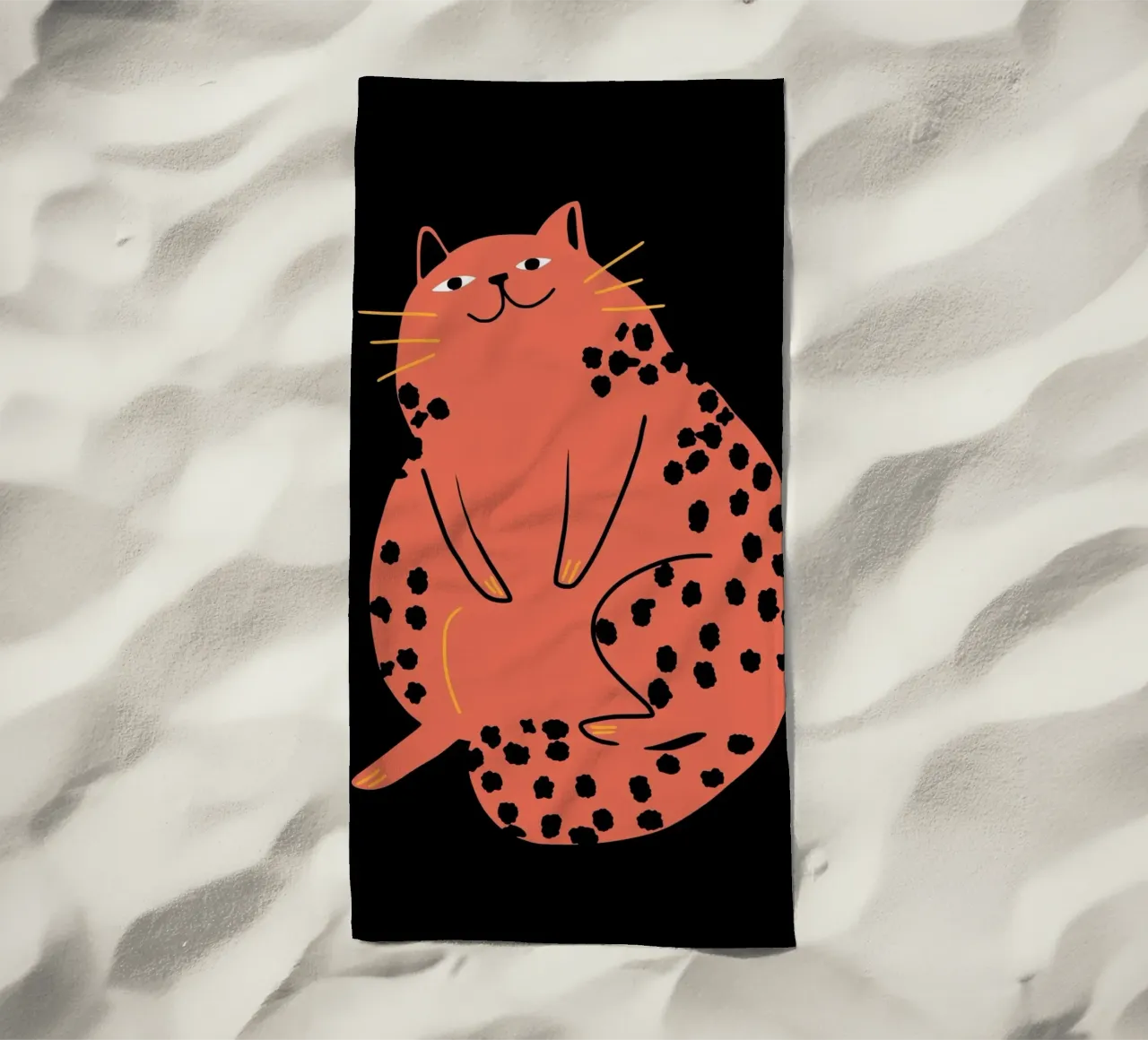 Lazy cat 2 beach towel by Little Dean