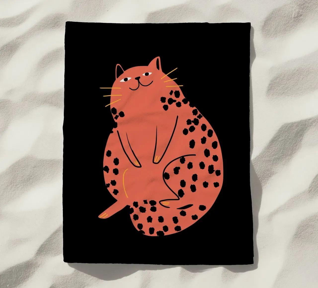 Lazy cat 2 beach towel by Little Dean