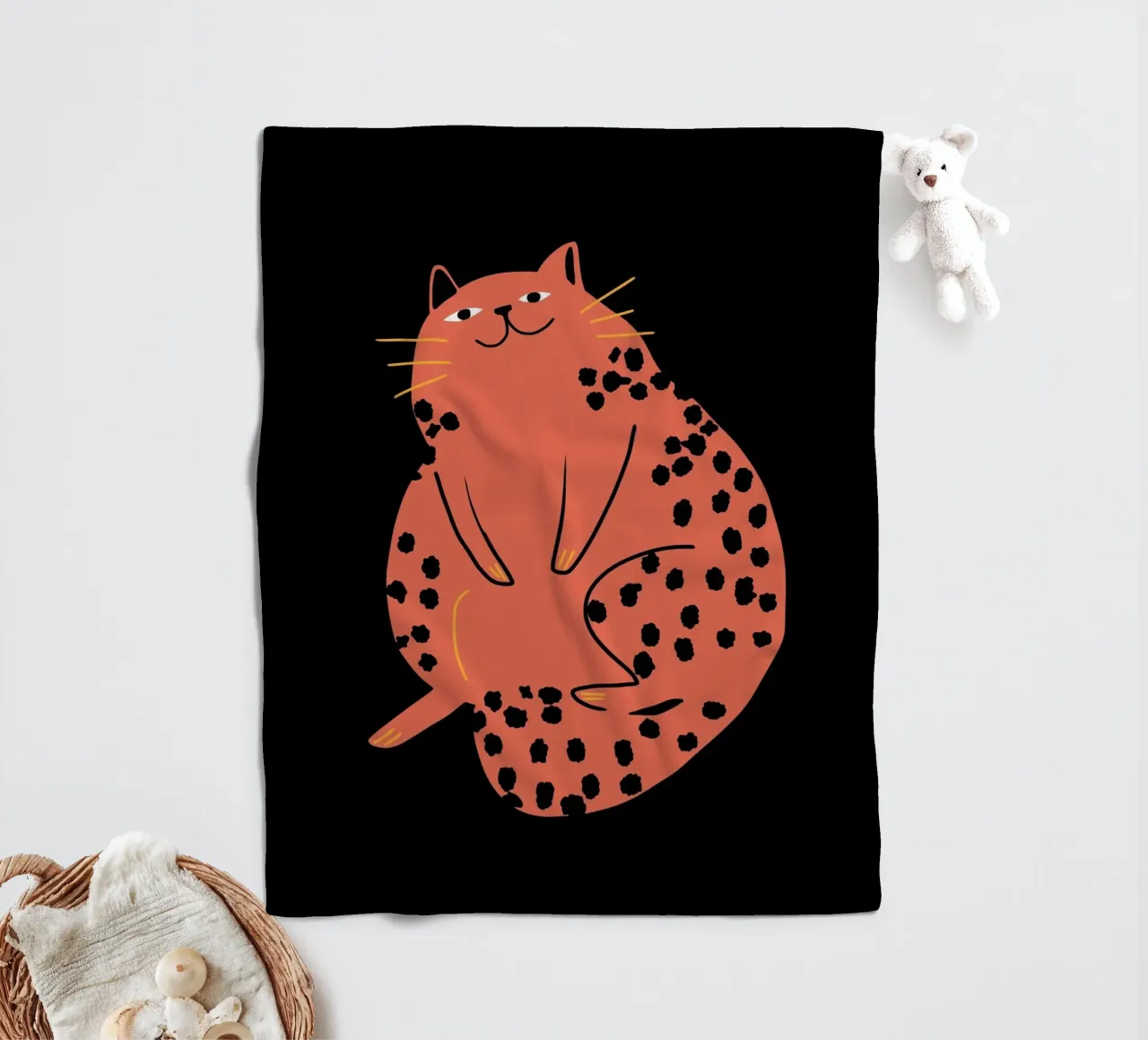 Lazy cat 2 fleece blanket by Little Dean