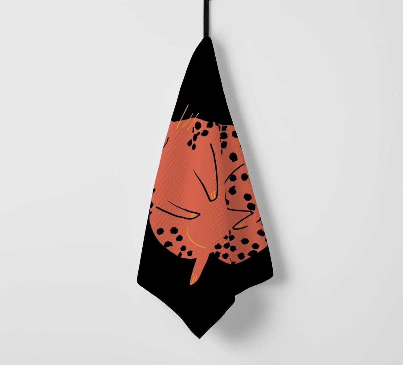 Lazy cat 2 tea towel by Little Dean