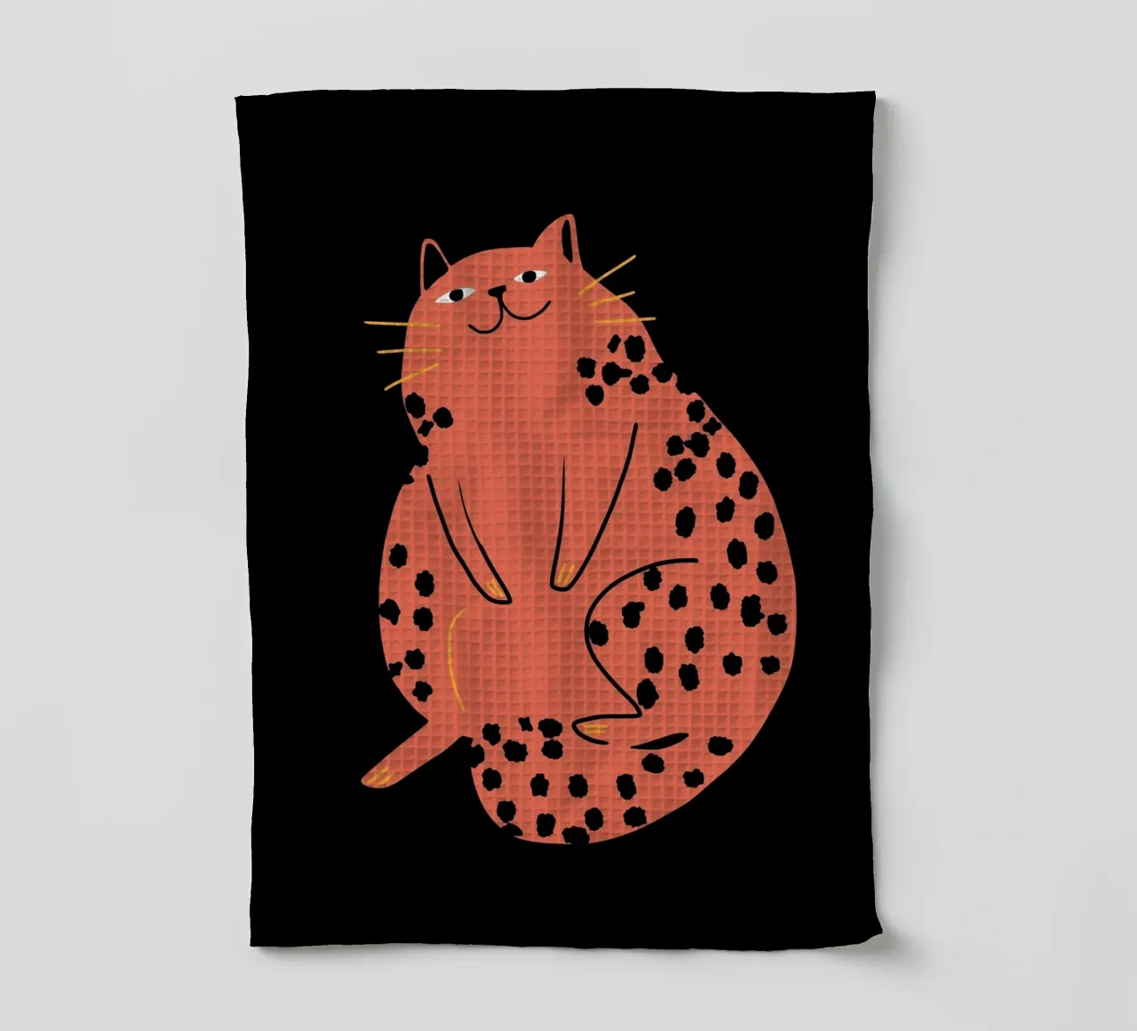 Lazy cat 2 tea towel by Little Dean