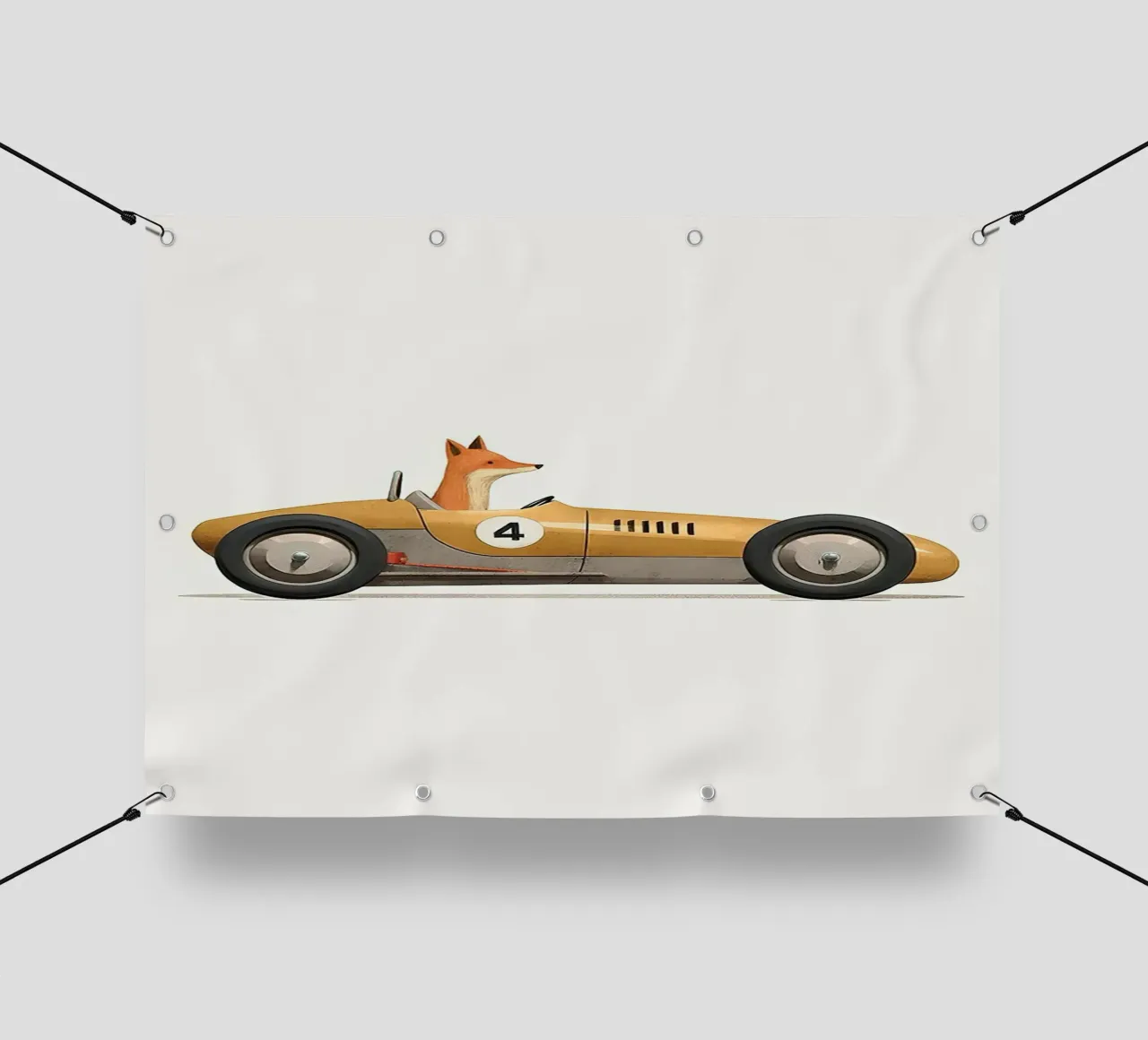 Volpe in auto giocattolo telo in pvc da Emil Art Studio