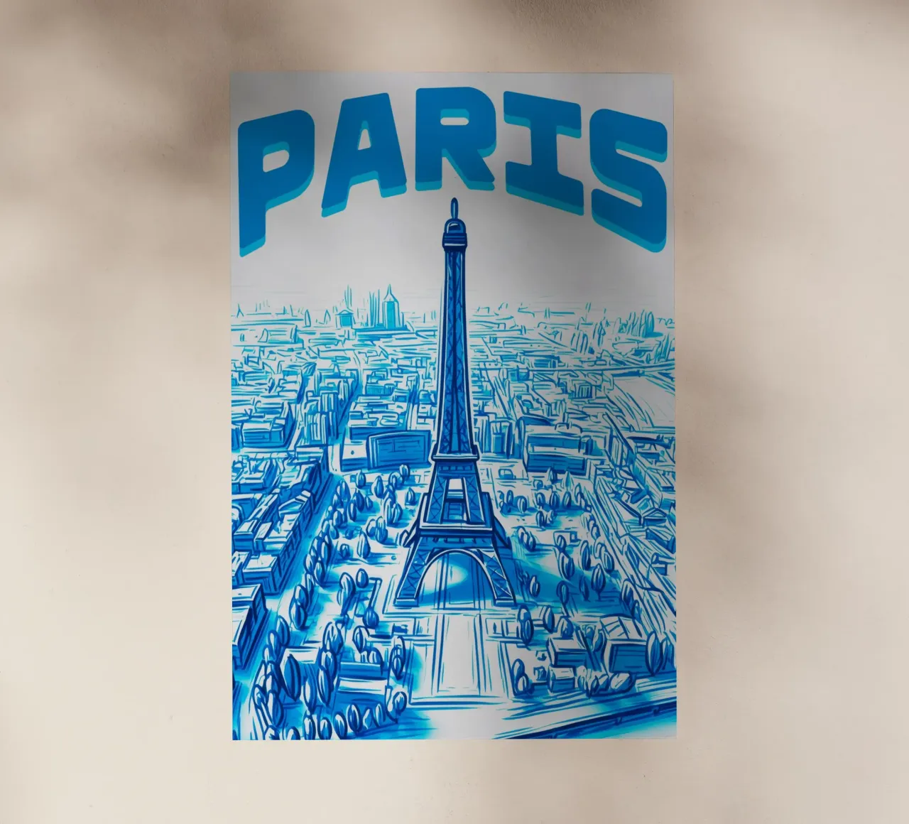 Poster aereo Torre Eiffel Parigi Turchese pellicola backlit da Une Affaire de Filles