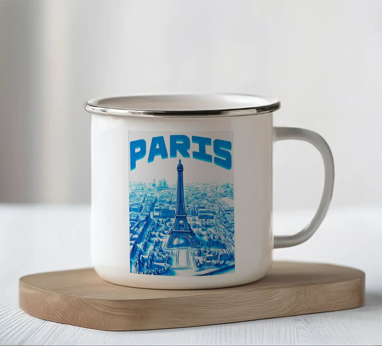 Poster aereo Torre Eiffel Parigi Turchese tazza in smalto da Une Affaire de Filles