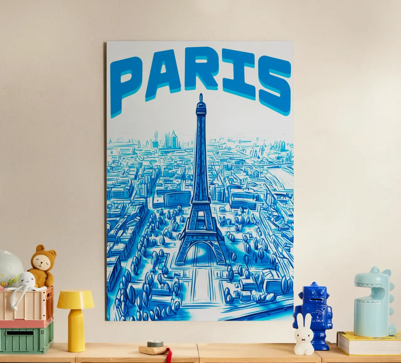 Poster aereo Torre Eiffel Parigi Turchese alluminio dibond da Une Affaire de Filles